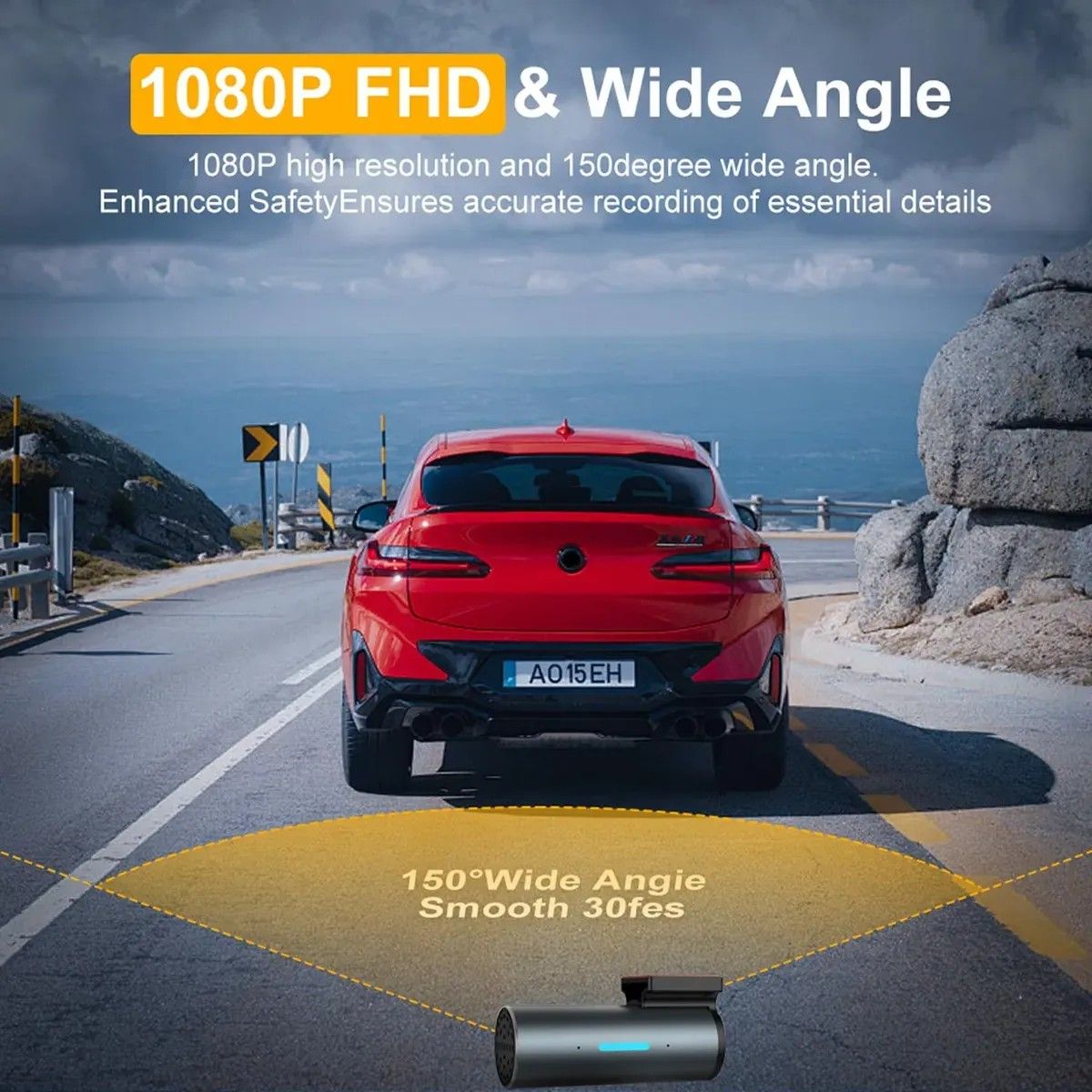 KUANGYE - Cámara Seguridad Auto 360° Visión Nocturna Monitoreo 24 Hora