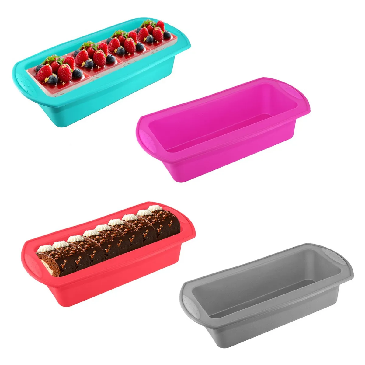 SUPERCENTER - 4 Moldes De Silicona Para Pan Repostería Pasteleriacl Cocina