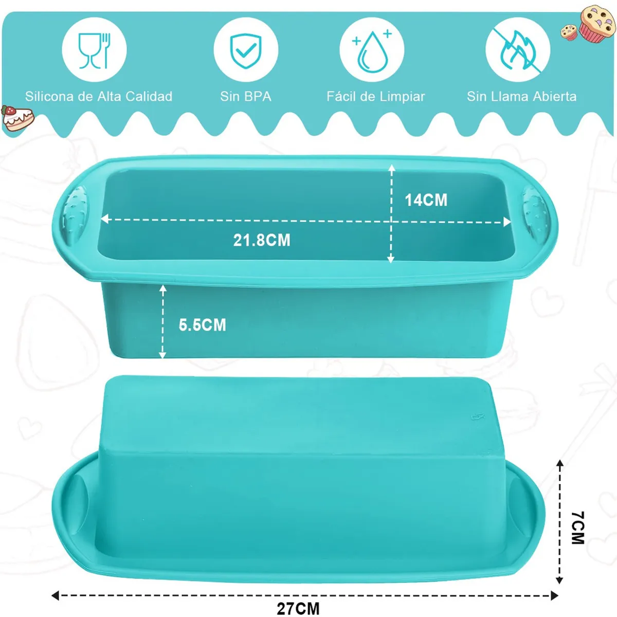 SUPERCENTER - 4 Moldes De Silicona Para Pan Repostería Pasteleriacl Cocina
