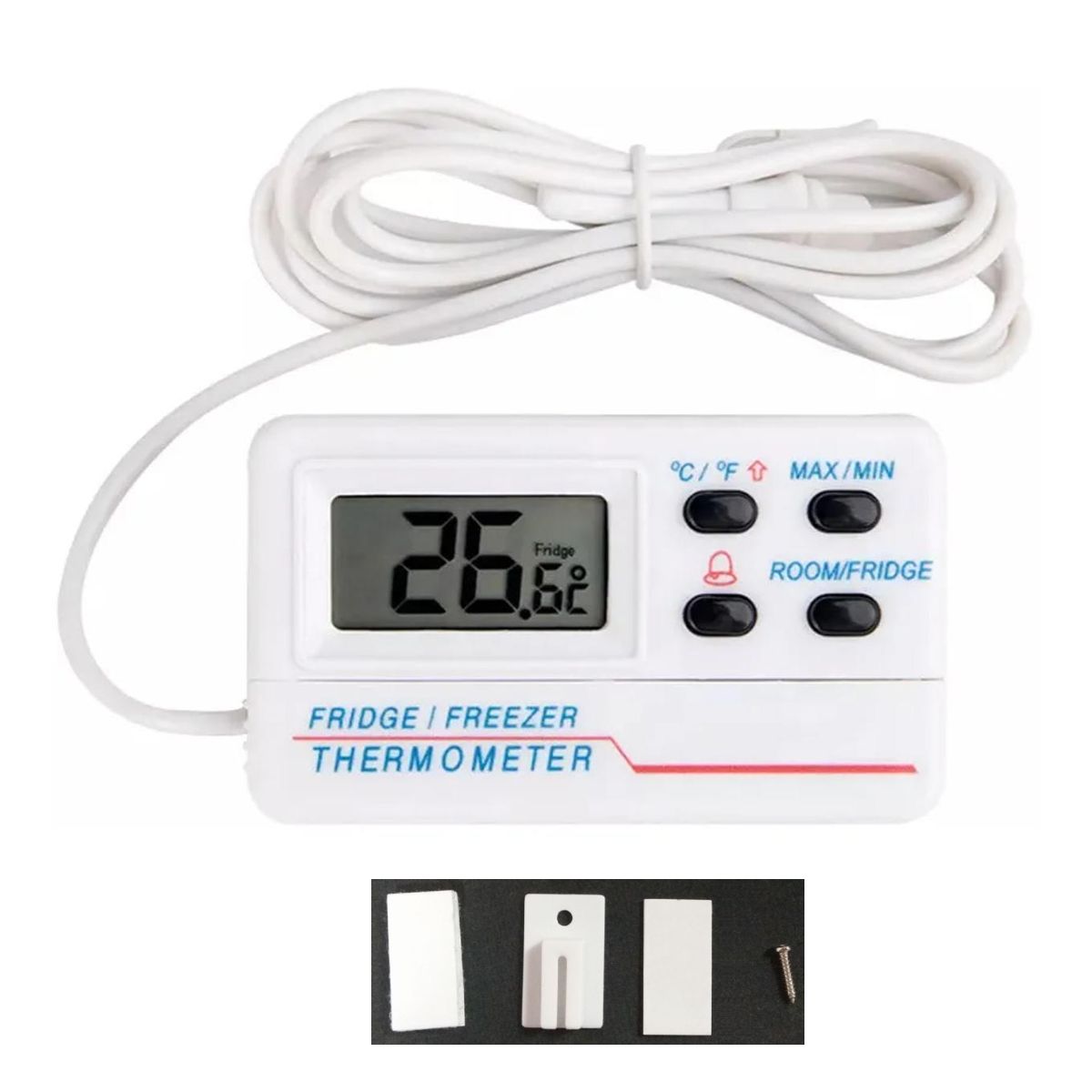ATURE - Termometro Digital Refrigerador Sonda Y Alarma Max Min C° F°