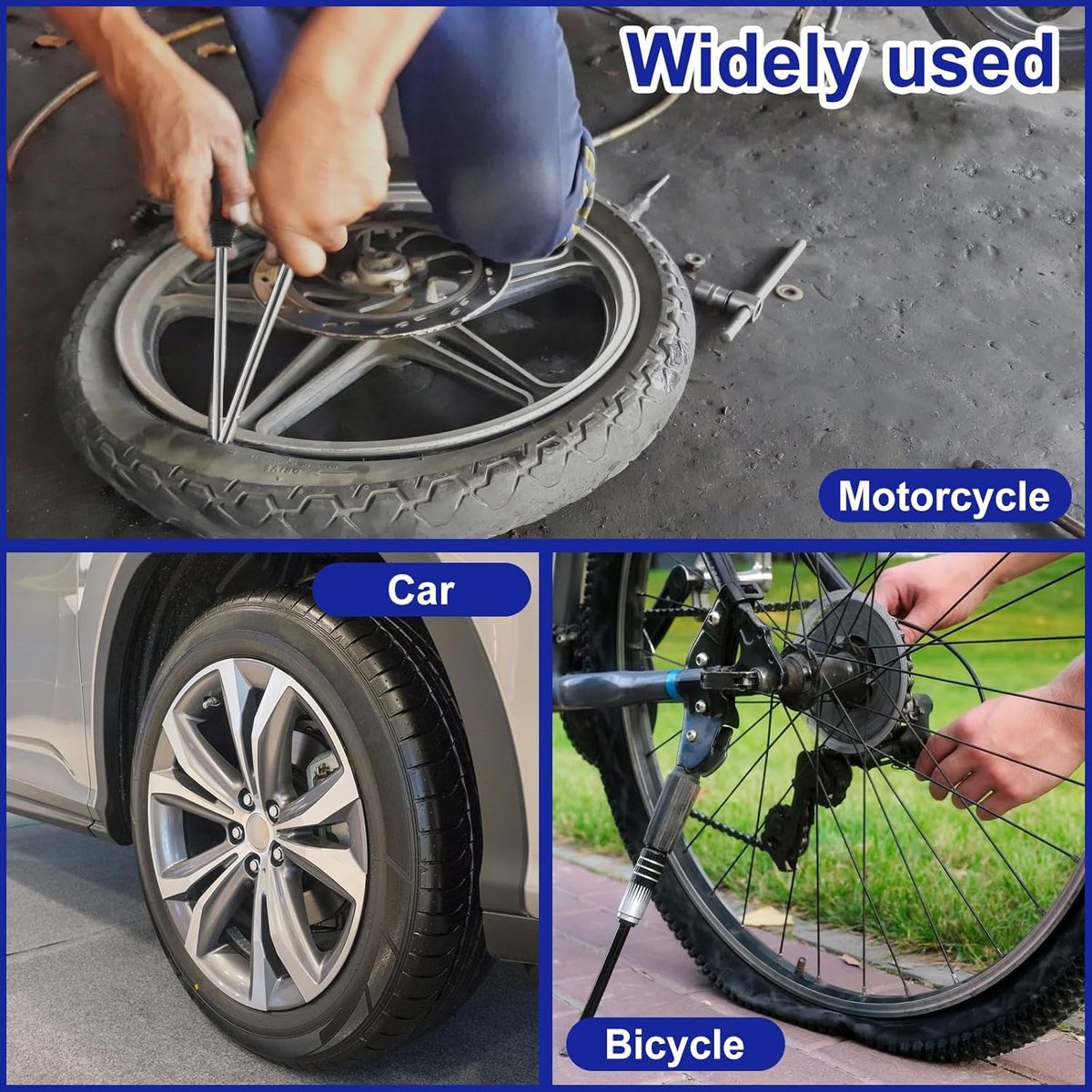 KUANGYE - 3 Palanca Desmontar Neumático Rueda Llanta Moto Auto Válvula Rojo