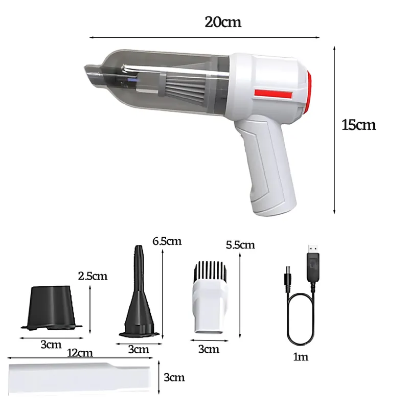 GENERICO - Aspiradora Auto Portátil Inalámbrica Recargable Color Blanco