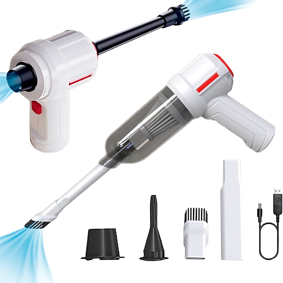 GENERICO - Aspiradora Auto Portátil Inalámbrica Recargable Color Blanco