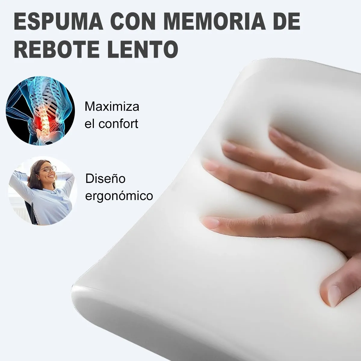 SUPERCENTER - Cojin Lumbar Memoria Ortopedico Almohada Para Auto Oficina Negro