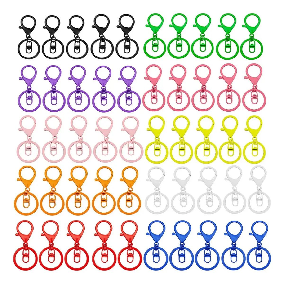 KUANGYE - 50 Un Argollas Para Llavero 30mm Con Cerrar Mix Colores Multicolor