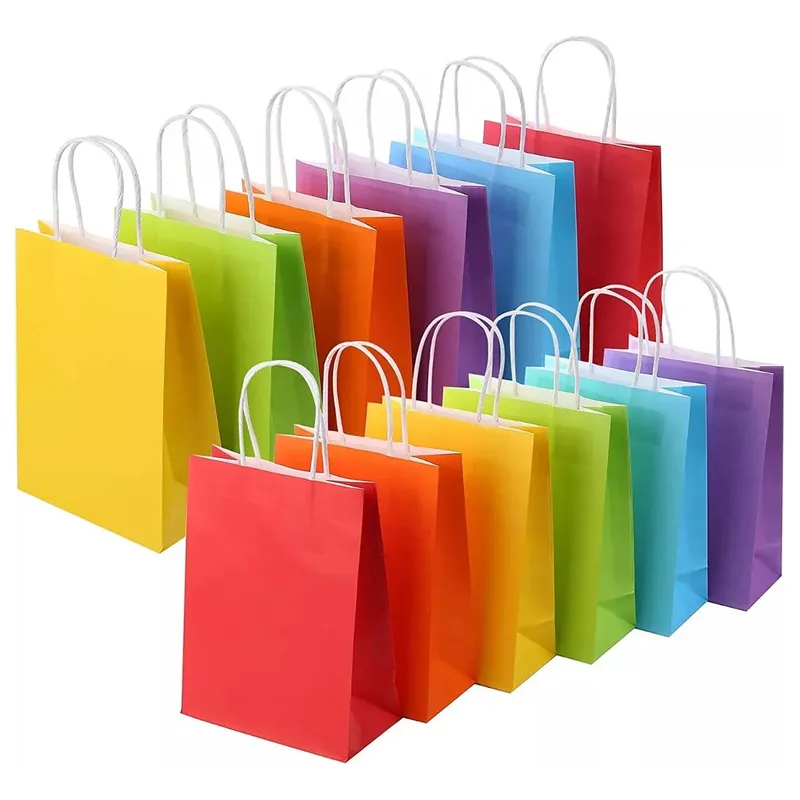 SUPERCENTER - 12 Bolsas Ecológicas Colores 21x15x8cm Cumpleaños Fiesta