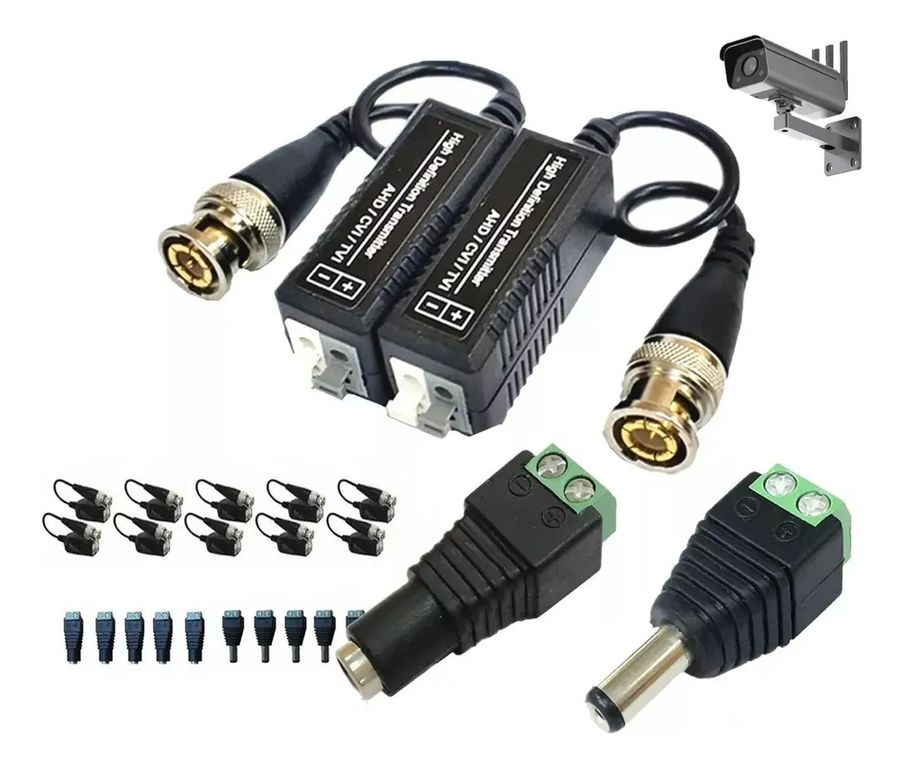 KUANGYE Kit 6 Par Transceptores Balun 6 Par Corriente Video Fhd Cctv