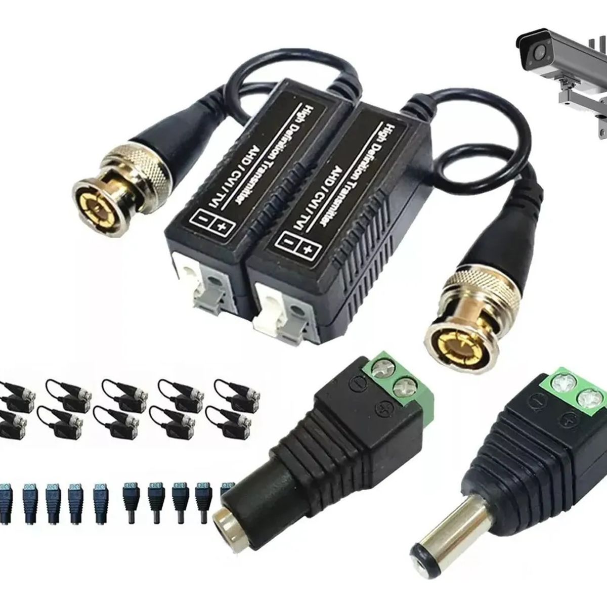 KUANGYE - Kit 6 Par Transceptores Balun 6 Par Corriente Video Fhd Cctv