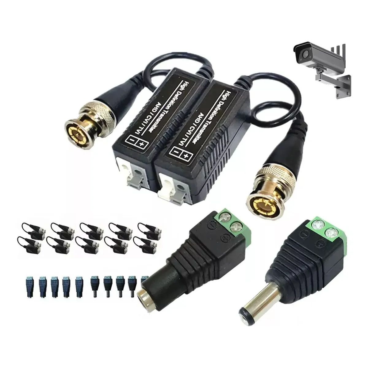 KUANGYE - Kit 6 Par Transceptores Balun 6 Par Corriente Video Fhd Cctv