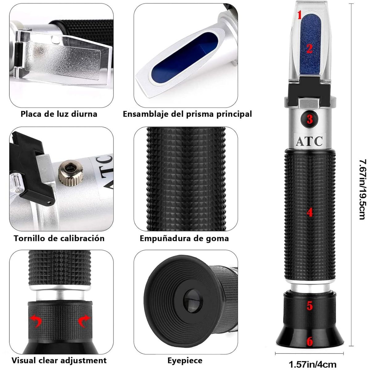 KUANGYE - Refractómetro salinidad 0-100% Brix refractómetro de salinidad de mano escala Dual con función ATC