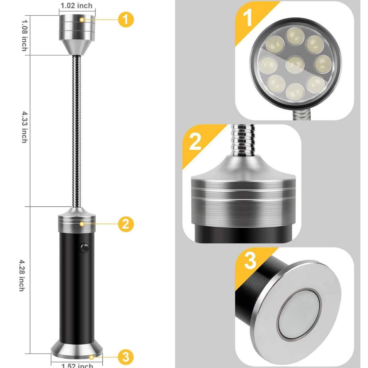 ATURE - Pack 2 De Lámparas De Barbacoa Led Con Base Magnética