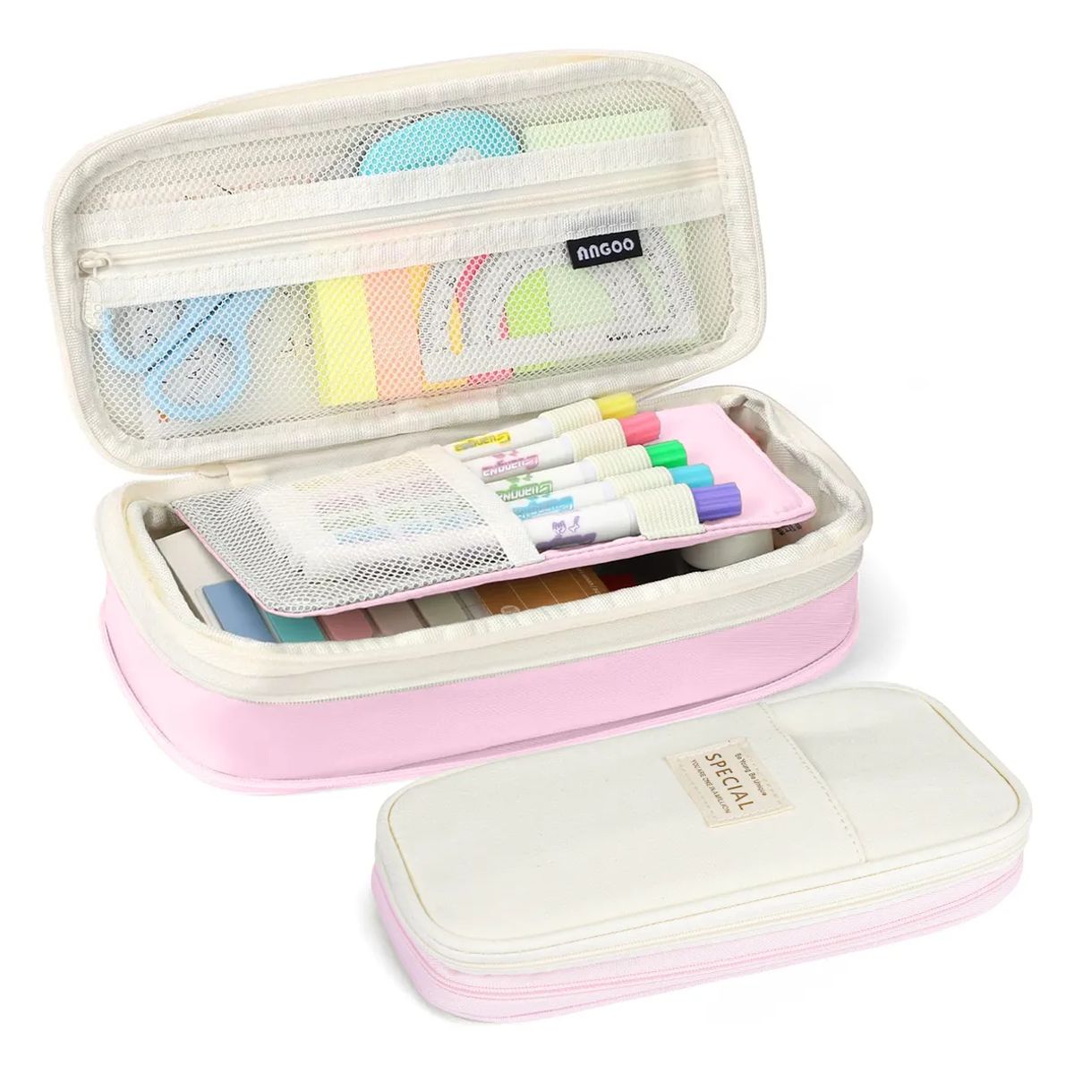 SUPERCENTER - Estuche De Lápices De Gran Capacidad Para Oficina Y Escuela Rosa