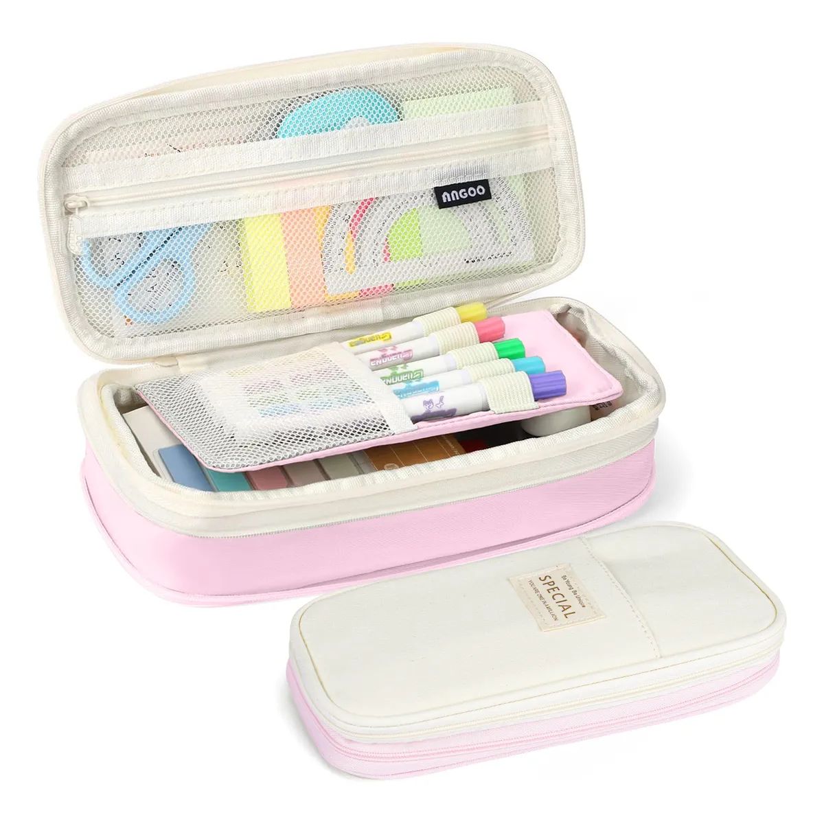 SUPERCENTER - Estuche De Lápices De Gran Capacidad Para Oficina Y Escuela Rosa