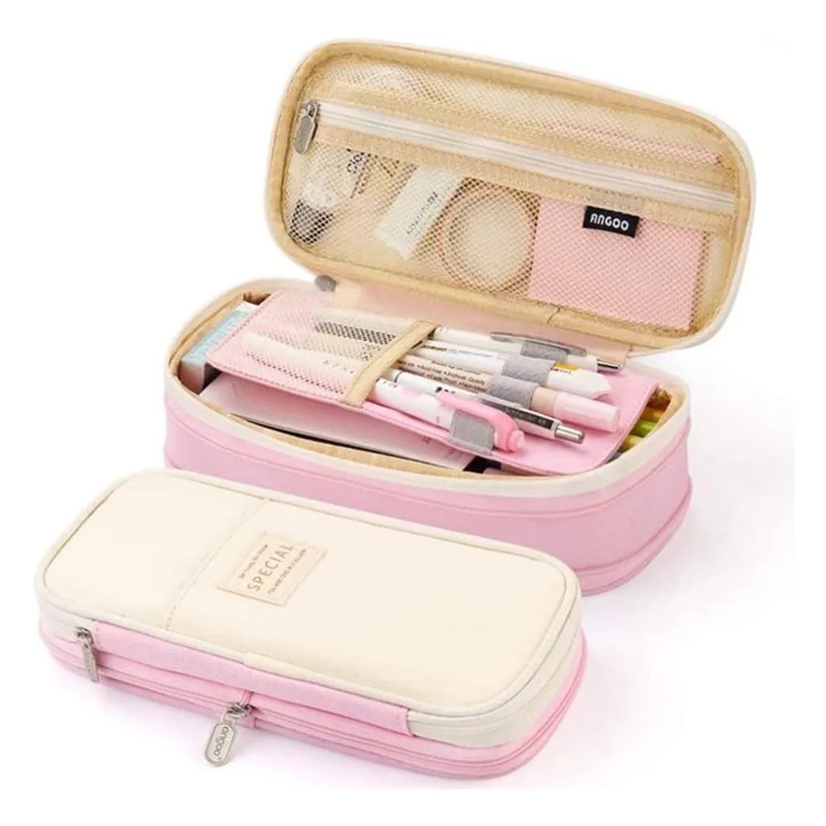 SUPERCENTER - Estuche De Lápices De Gran Capacidad Para Oficina Y Escuela Rosa