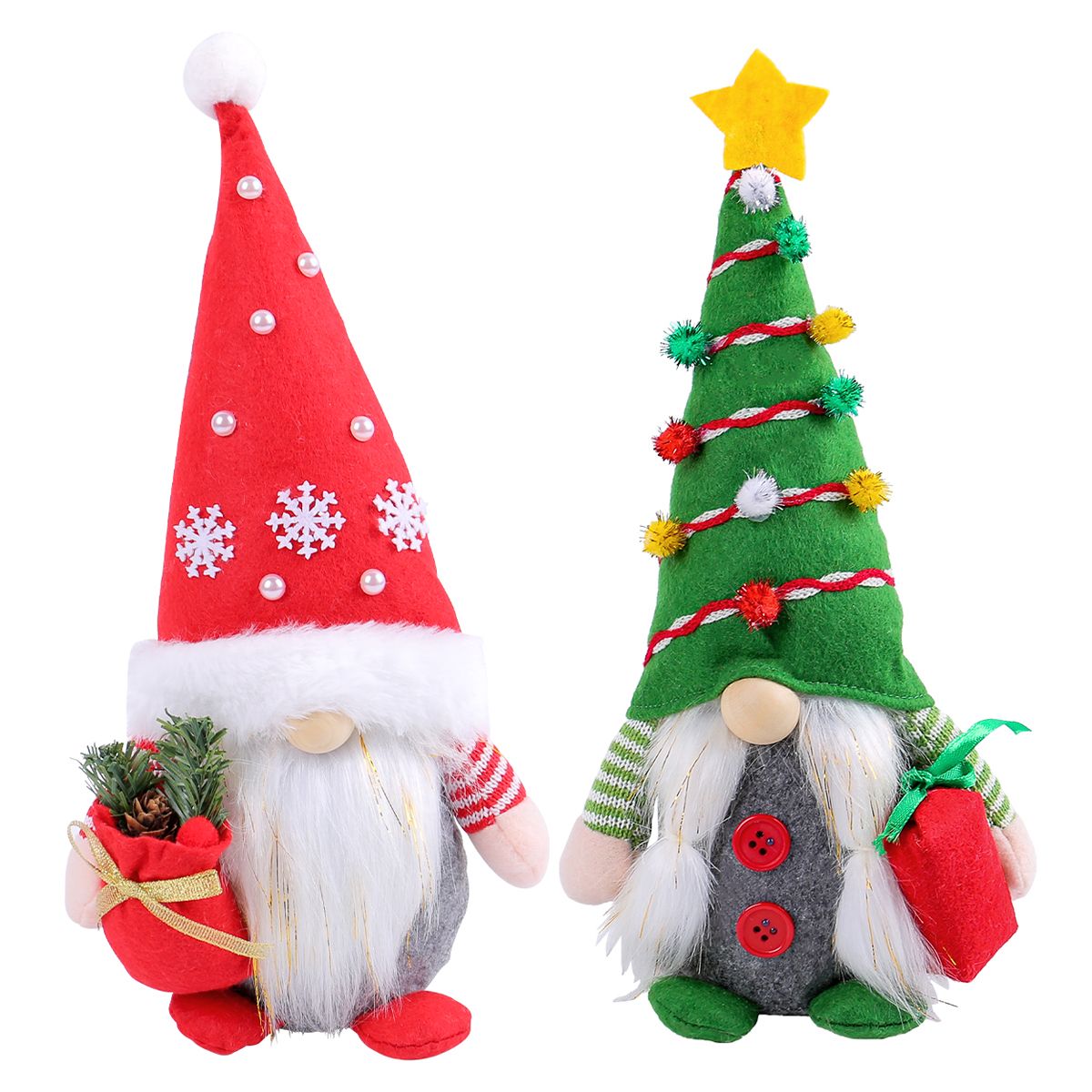 GANGLIAN - 2 Duendes Navideños Sin Rostro, Adorno Hogar para Todas las Estaciones, Decoración Mesa