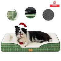 Cama Antiestres Perro Colchon Ortopedica 90x63cm Grande Verde Crema