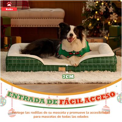 Imagen 2 del producto Cama Antiestres Perro Colchon Ortopedica 90x63cm Grande Verde Crema