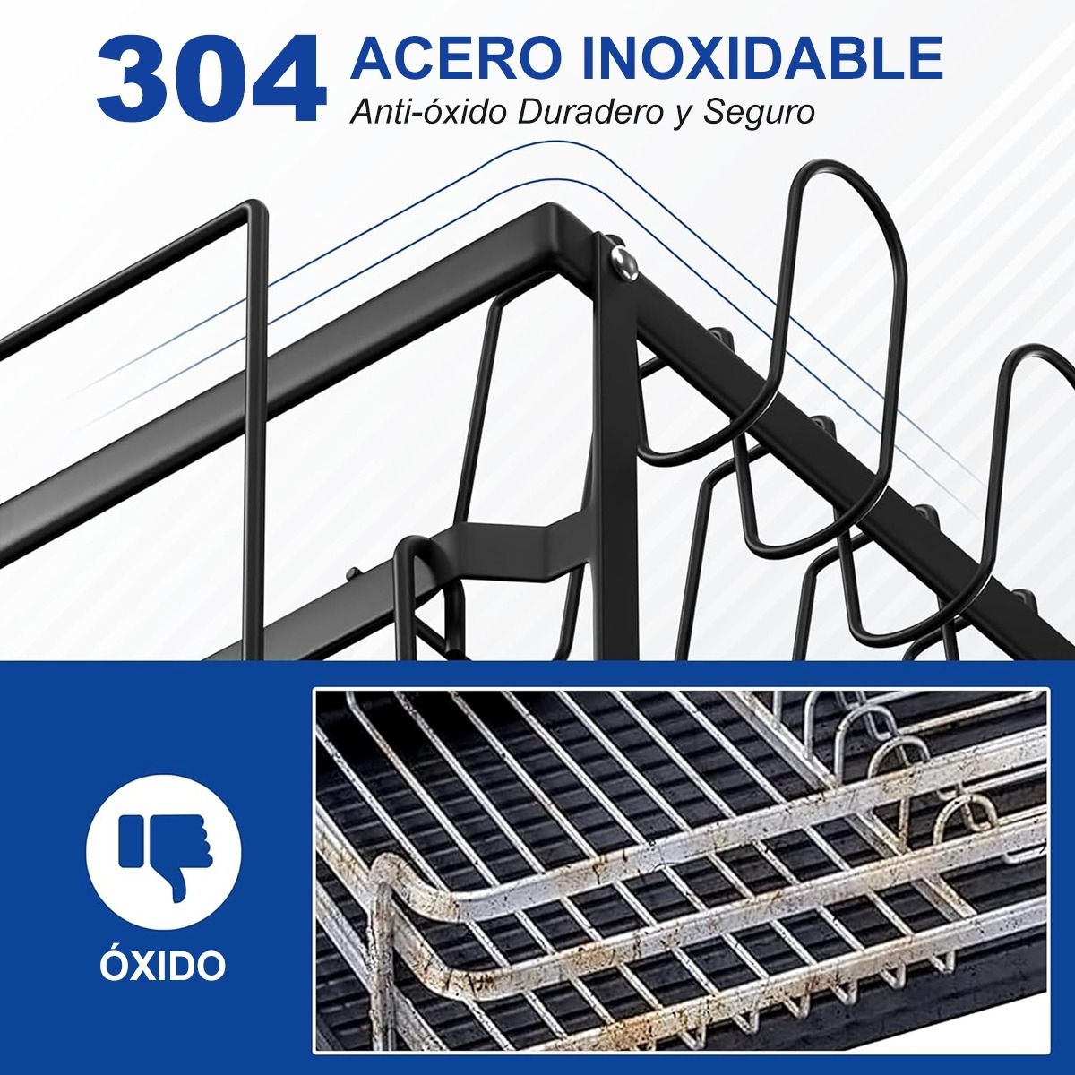 SUPERCENTER - Escurridor De Loza Secaplatos 2 Niveles Negro