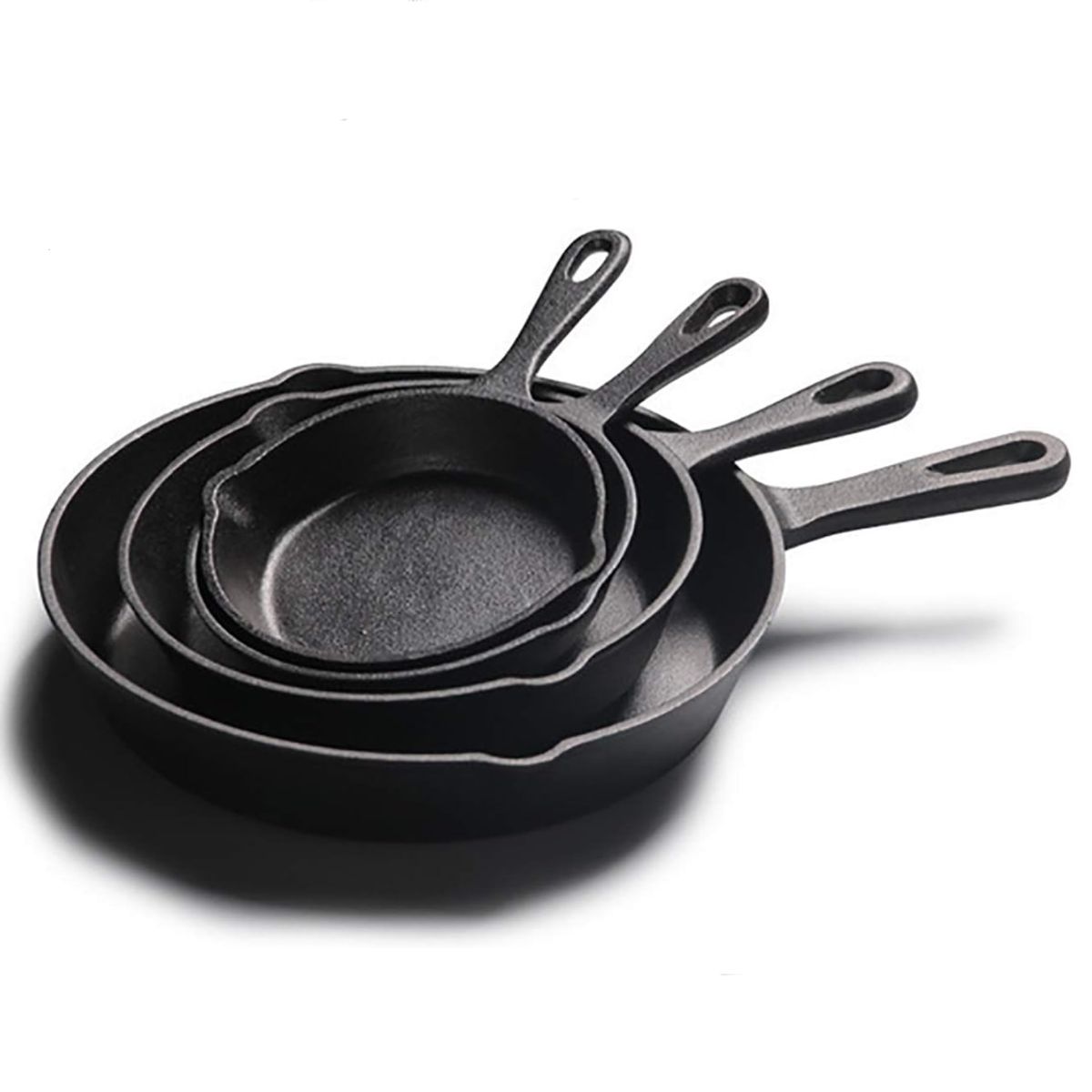 YOMYM - Set 4 Sartenes 14-25 cm Hierro Fundido Negro