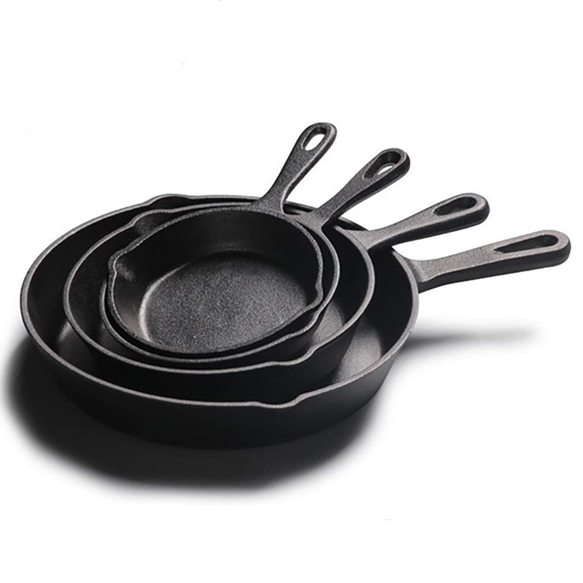 YOMYM - Set 4 Sartenes 14-25 cm Hierro Fundido Negro