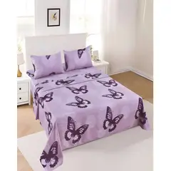 GENERICO - JUEGO DE SABANAS CON DISEÑO PLAZA Y MEDIA LILA