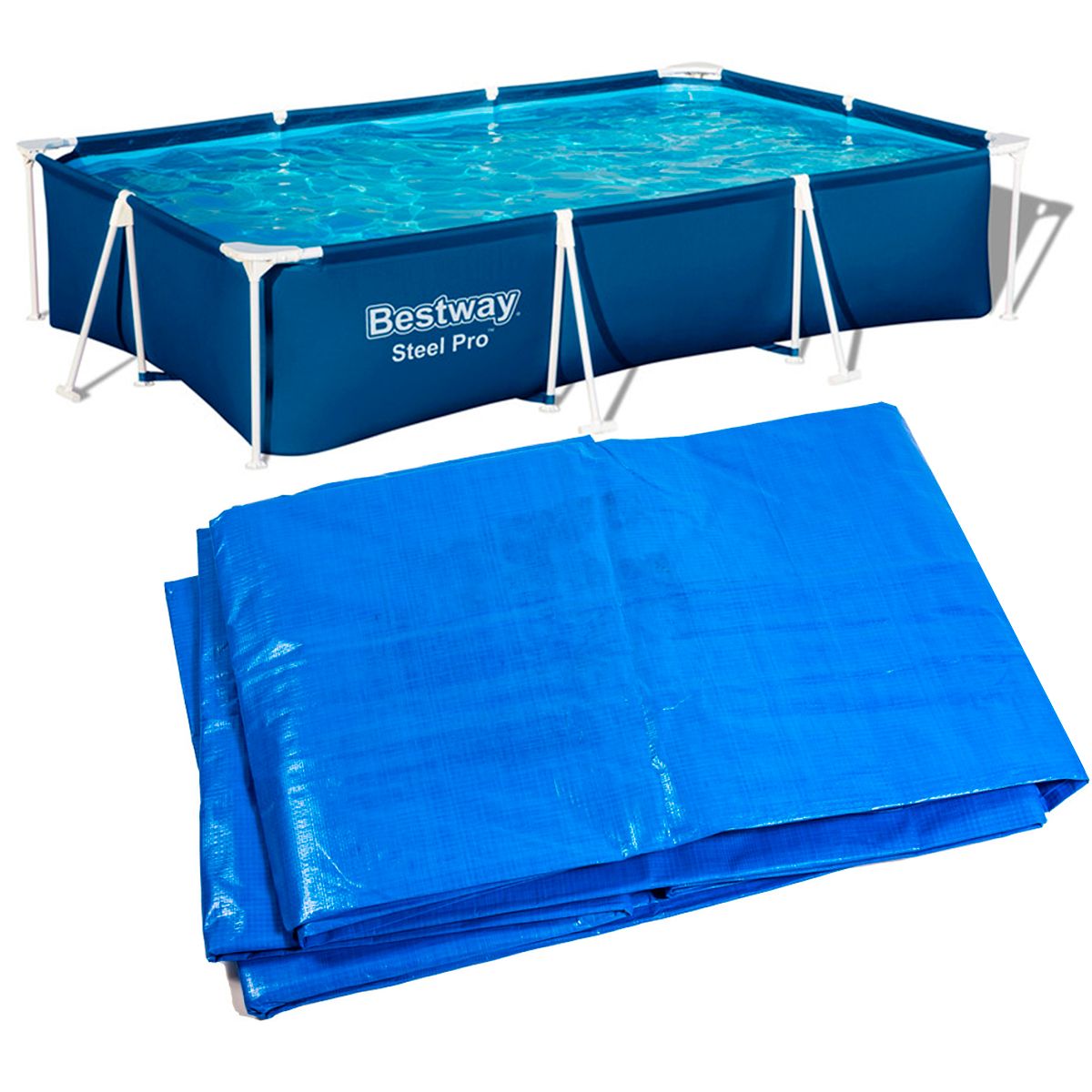 BESTWAY - Piscina rectangular 300x201x66cm Bestway+Lona multiuso 3x3.