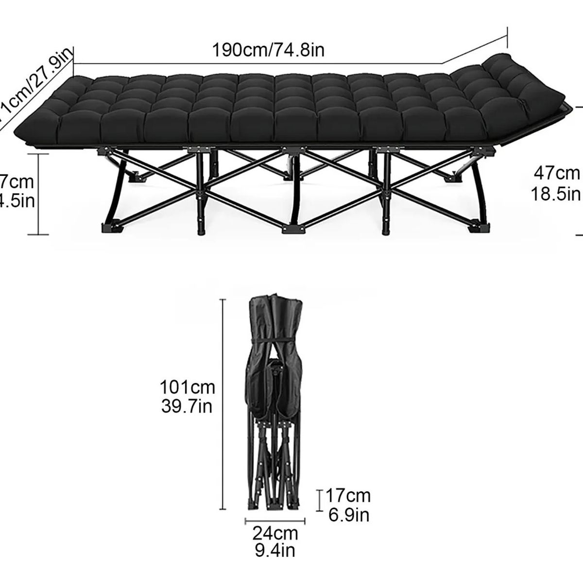 EVERSO - Catres Plegables Para Acampar Cama Portátil Con Colchón