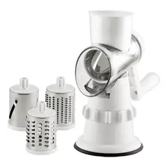 GENERICO - Rallador Rebanador De Verduras Manual Multifuncional 3 En 1 Color Blanco
