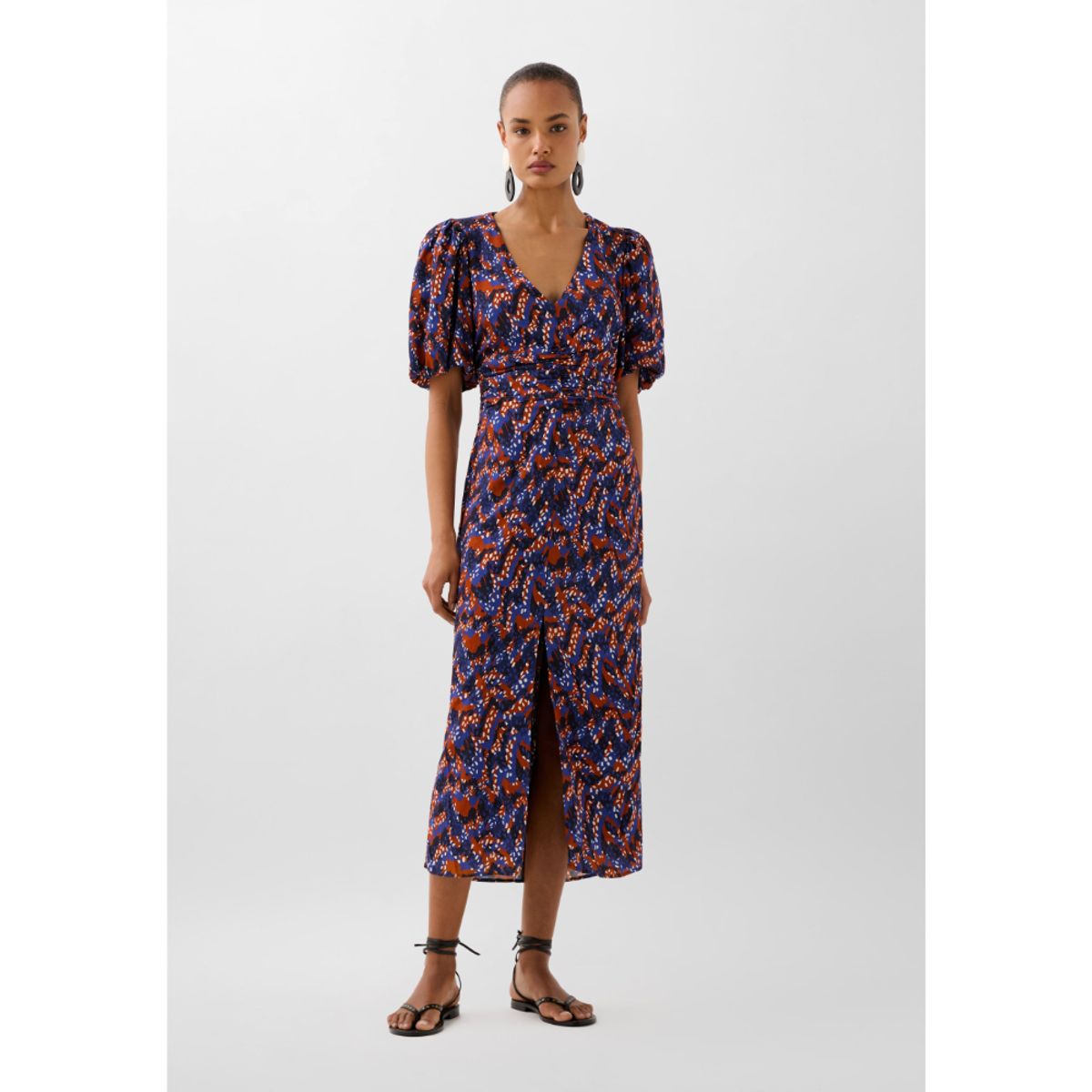 SCALPERS - VESTIDO PRINT FRUNCE FRONTAL