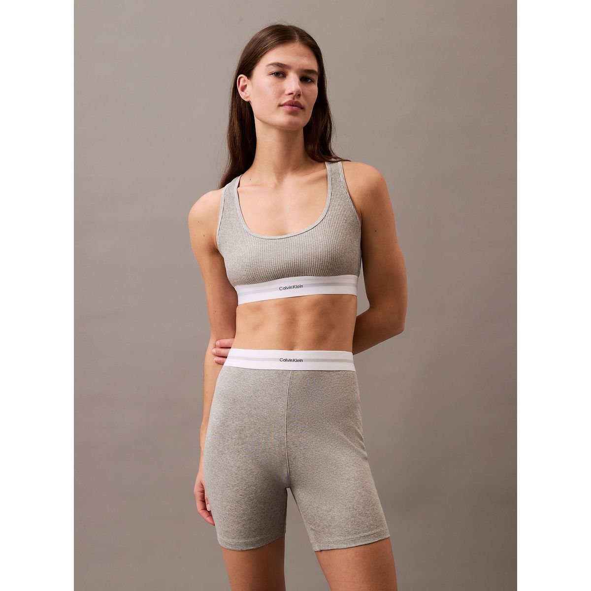 CALVIN KLEIN - Bralette Cotton Modal Rib Gris Calvin Klein