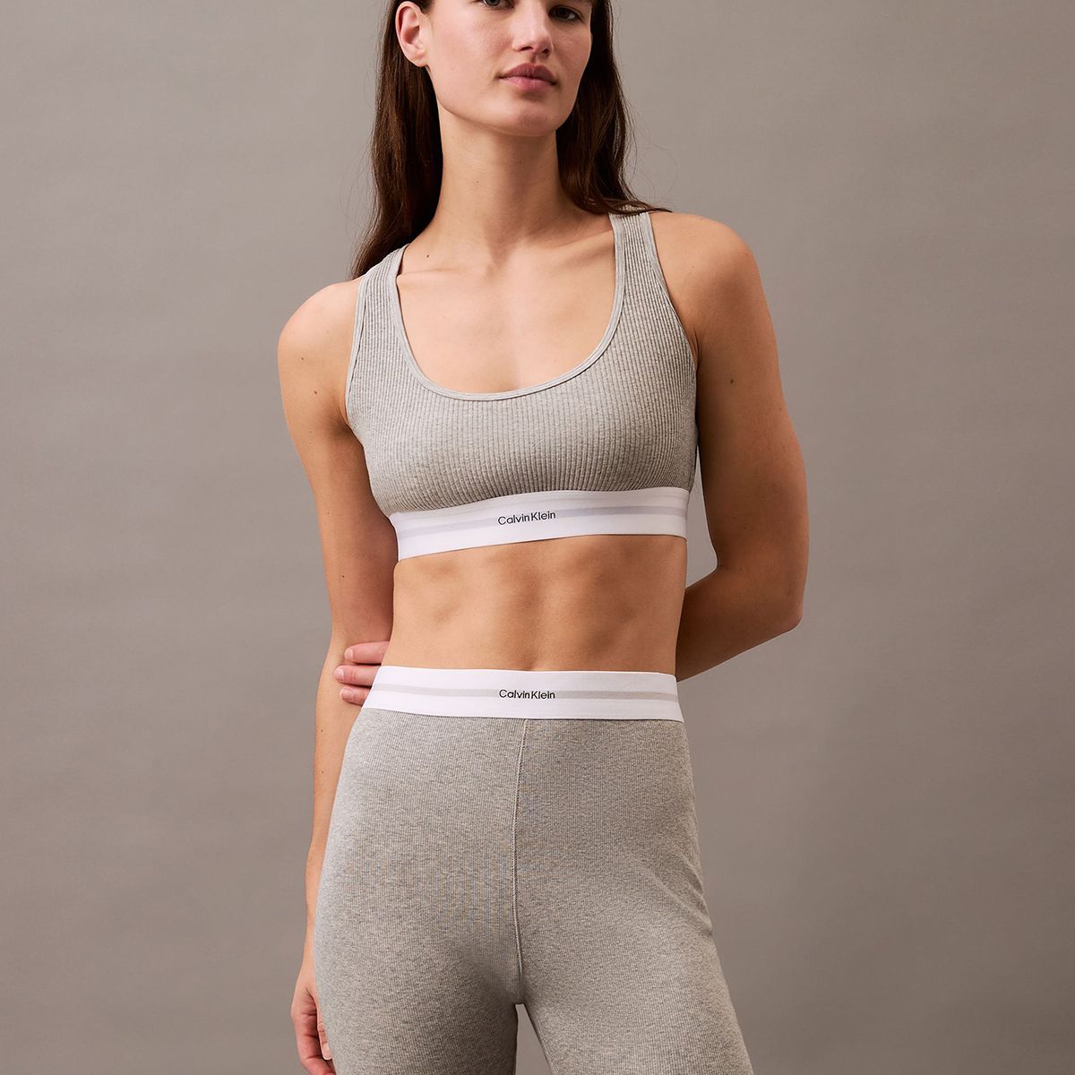 CALVIN KLEIN - Bralette Cotton Modal Rib Gris Calvin Klein