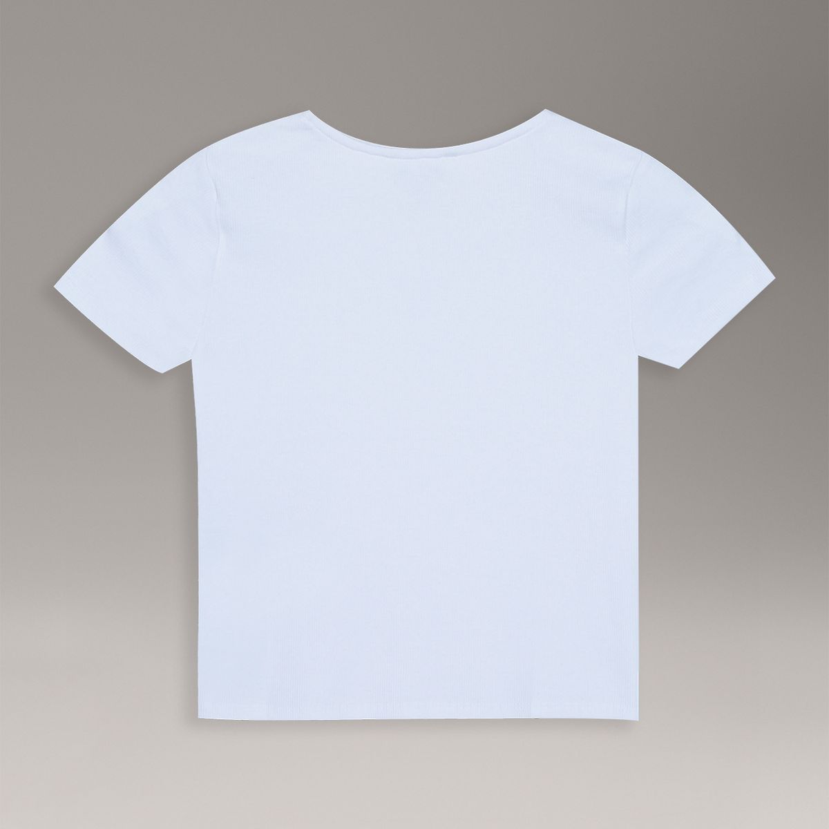 CALVIN KLEIN - Polera Niña De Punto Canalé Con Cuello Cuadrado Blanco Calvin Klein