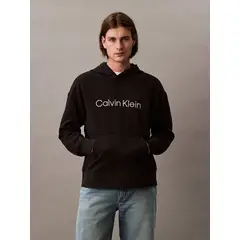 CALVIN KLEIN - Polerón con Gorro Standard Logo Negro