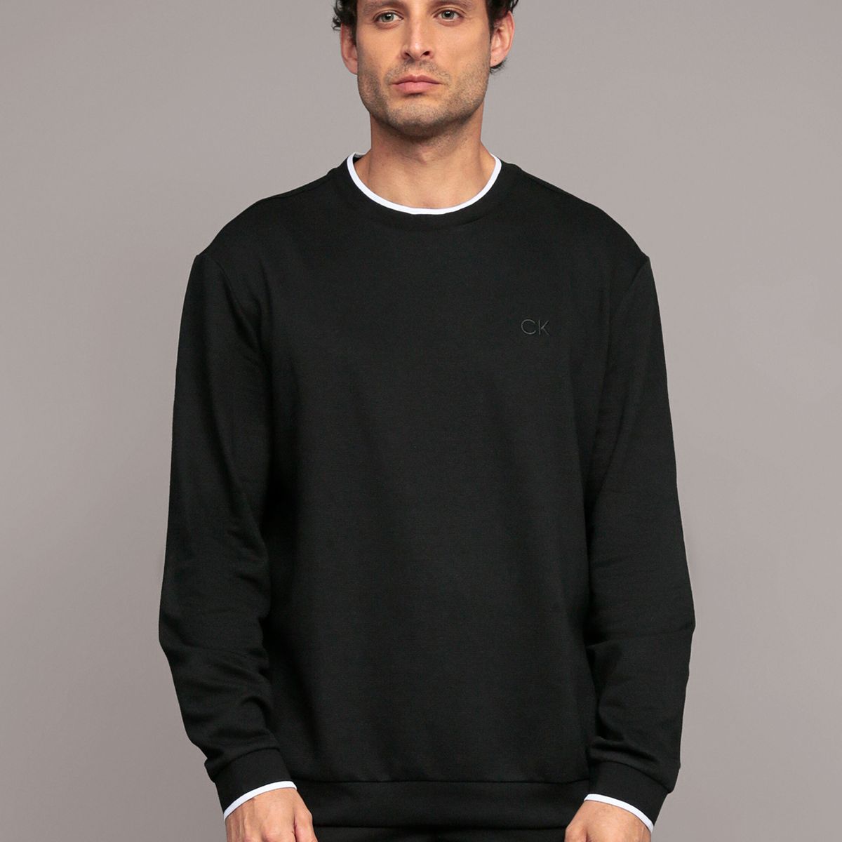 CALVIN KLEIN - Polerón con Ribetes Contrastantes Negro Calvin Klein