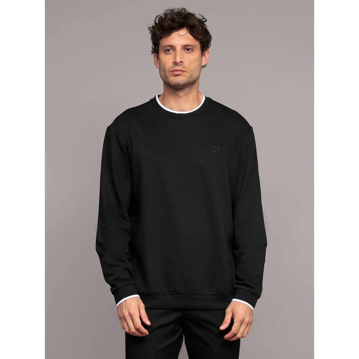 CALVIN KLEIN - Polerón con Ribetes Contrastantes Negro Calvin Klein