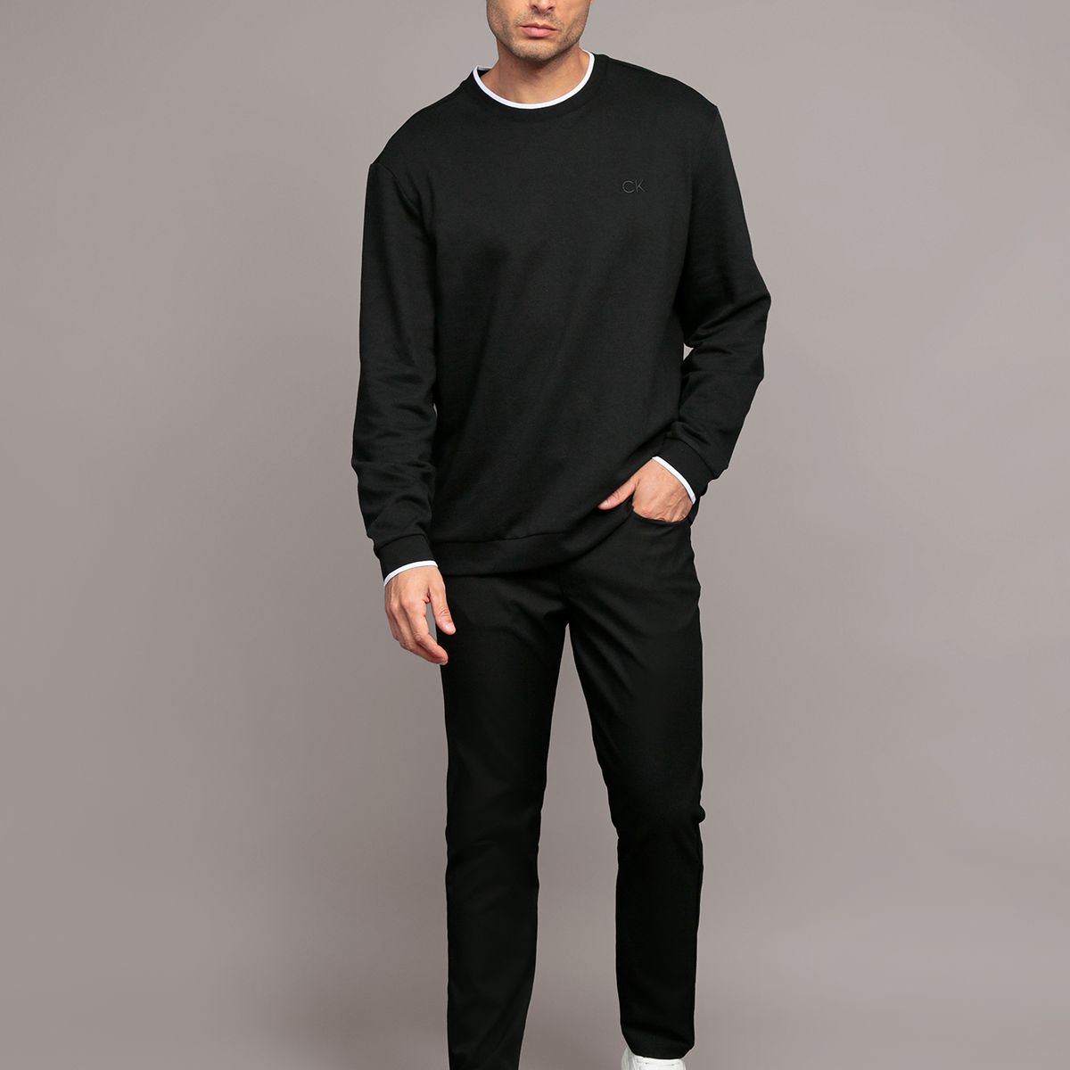 CALVIN KLEIN - Polerón con Ribetes Contrastantes Negro Calvin Klein