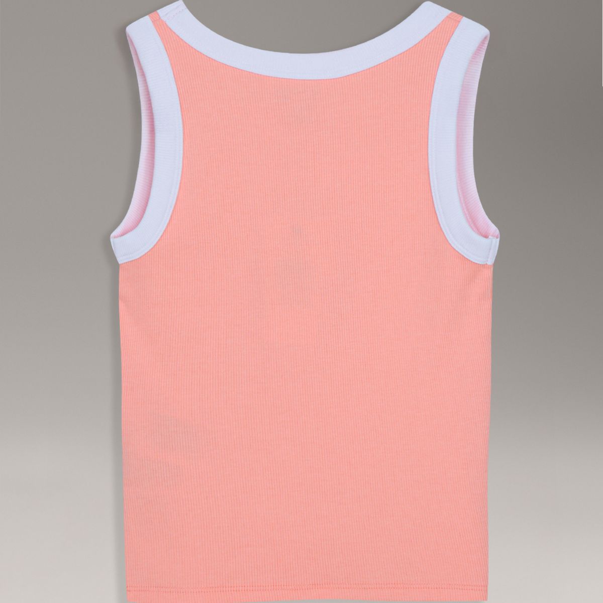 CALVIN KLEIN - Polera Niña Sin Mangas Acanalada Con Detalles En Contraste Naranja Calvin Klein