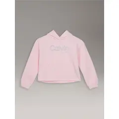 CALVIN KLEIN - Polerón Niña De Felpa Con Gorro Y Bordes Sin Rematar Elásticos Rosado