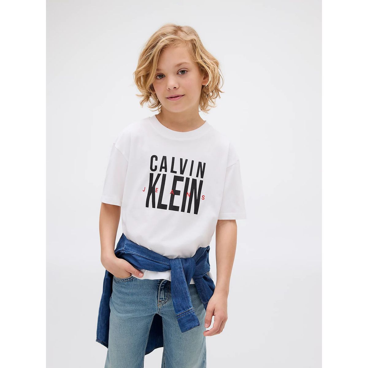 CALVIN KLEIN - Polera Niño Bold Ckj Graphic Blanco Calvin Klein