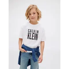 CALVIN KLEIN - Polera Niño Bold Ckj Graphic Blanco