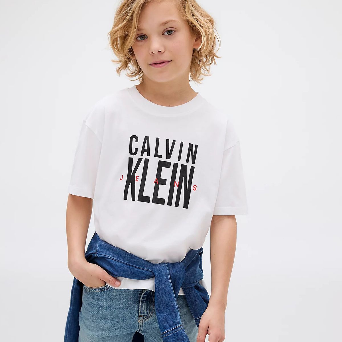 CALVIN KLEIN - Polera Niño Bold Ckj Graphic Blanco Calvin Klein