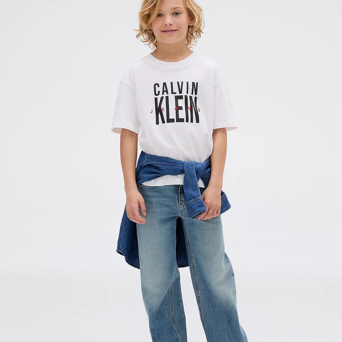 CALVIN KLEIN - Polera Niño Bold Ckj Graphic Blanco Calvin Klein