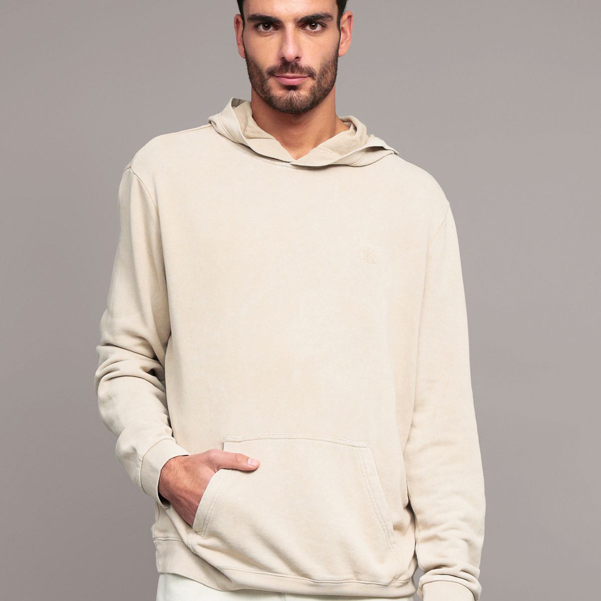 CALVIN KLEIN - Polerón con Detalles Acanalados Beige Calvin Klein