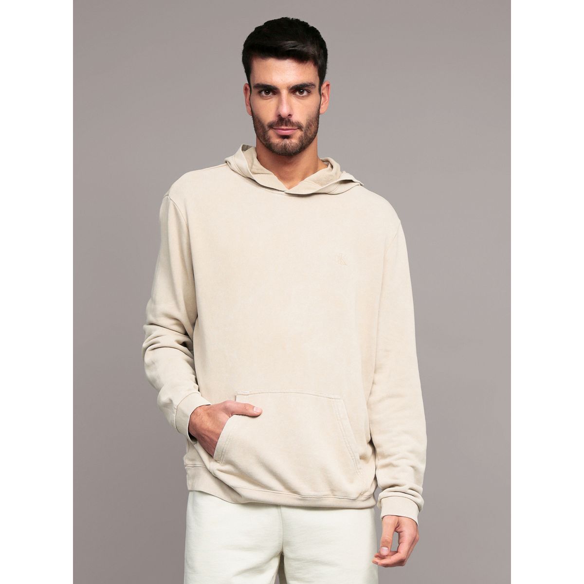 CALVIN KLEIN - Polerón con Detalles Acanalados Beige Calvin Klein