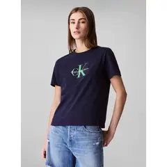 CALVIN KLEIN - Polera Classic Monogram Hero Azul