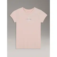 CALVIN KLEIN - Polera Niña Slim Con Logo Damasco