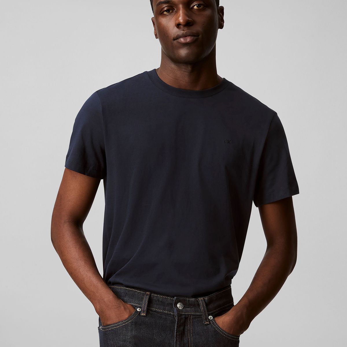 CALVIN KLEIN - Polera Solid Liquid Azul Calvin Klein