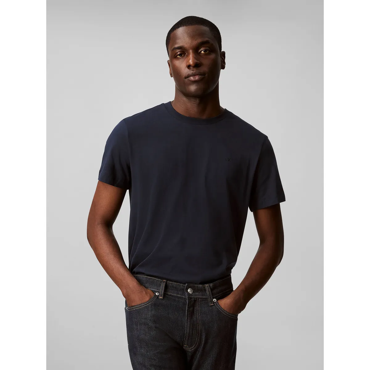 CALVIN KLEIN - Polera Solid Liquid Azul Calvin Klein