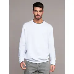 CALVIN KLEIN - Polerón con Ribetes Contrastantes Blanco
