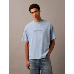 CALVIN KLEIN - Polera Relaxed con Logo Celeste